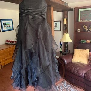 David’s Bridal Black Organza Bridesmaid Dress